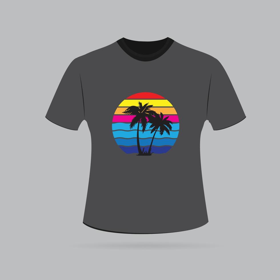 Vector sun glasses with tropical beach reflection illustration, for t-shirt print and other uses.