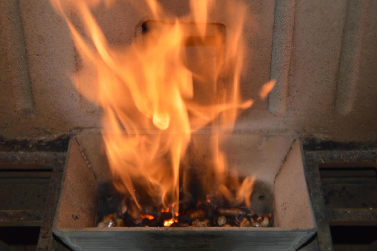 Wood pellets on fire photo