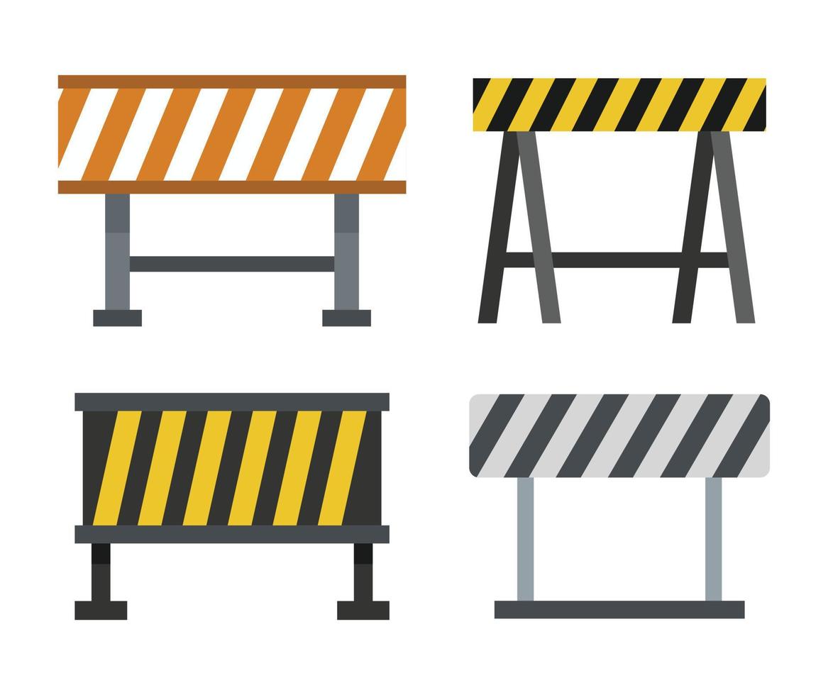 Road barrier icon set, flat style vector