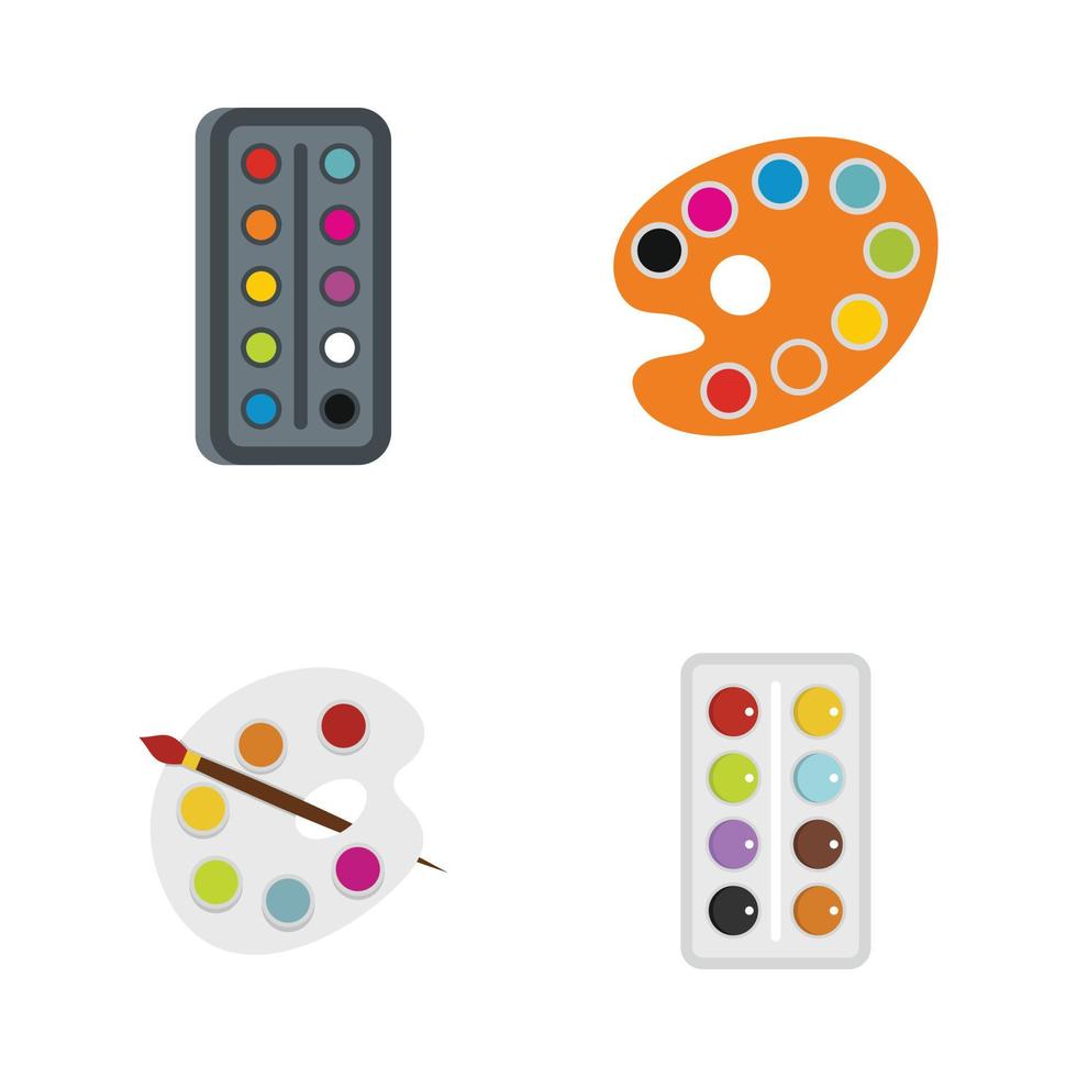 Aquarell icon set, flat style vector