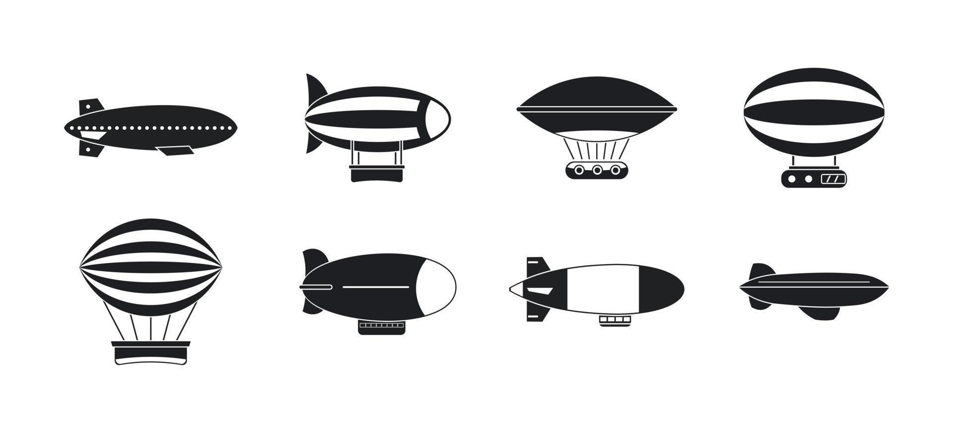 Air ship icon set, simple style vector