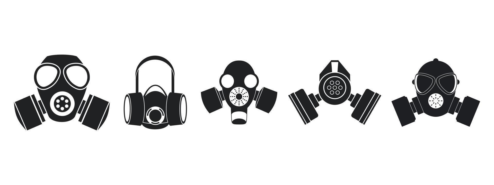 Gas mask icon set, simple style vector