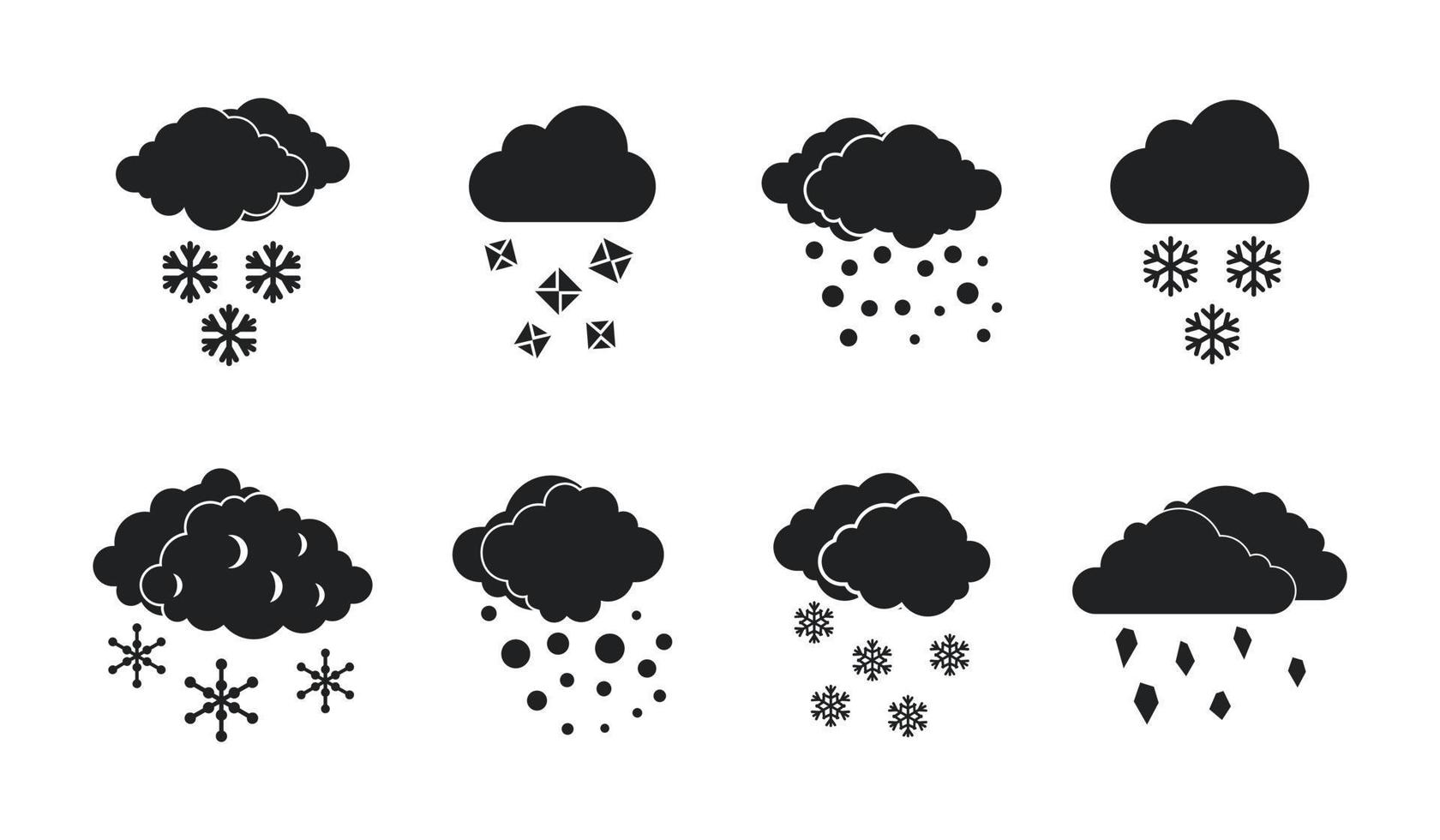Snow cloud icon set, simple style vector
