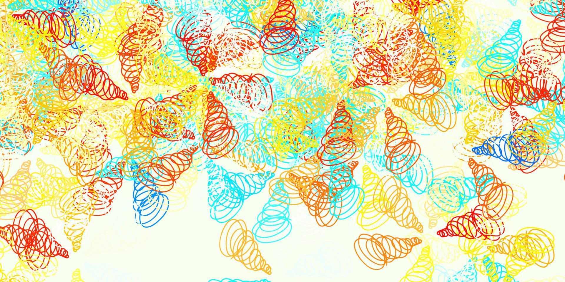 Light blue, red vector pattern with wry lines.