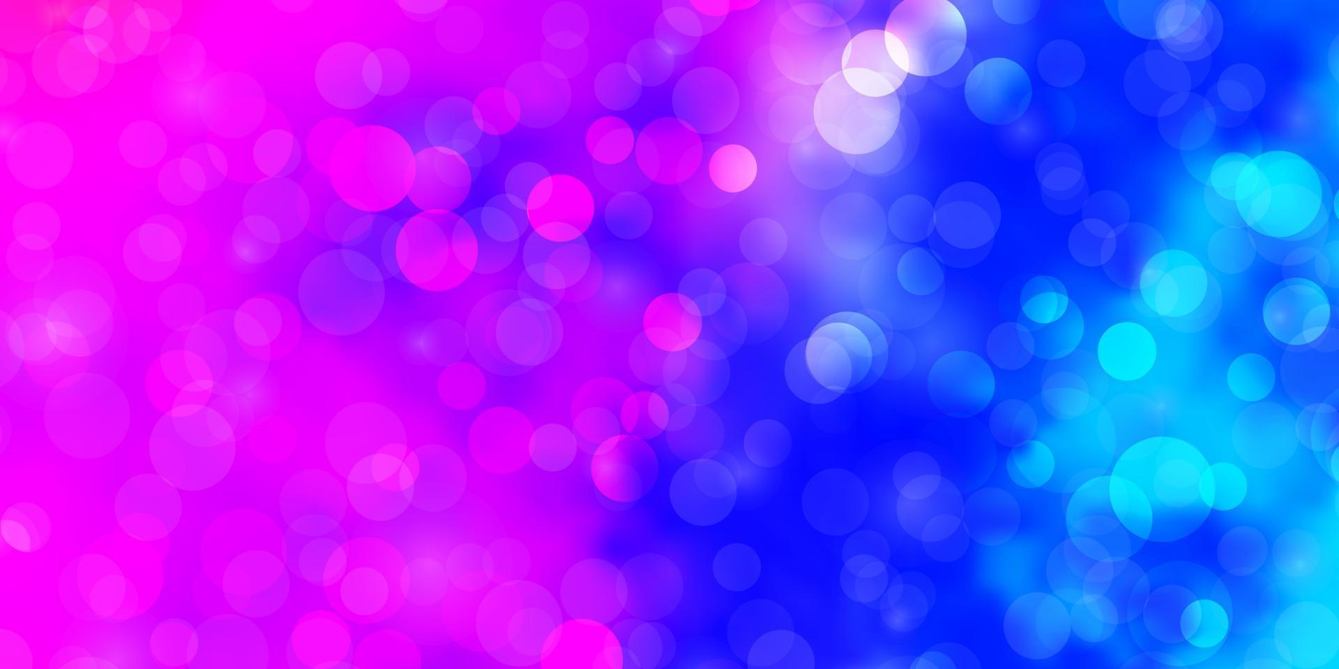 textura de vector rosa claro, azul con círculos.