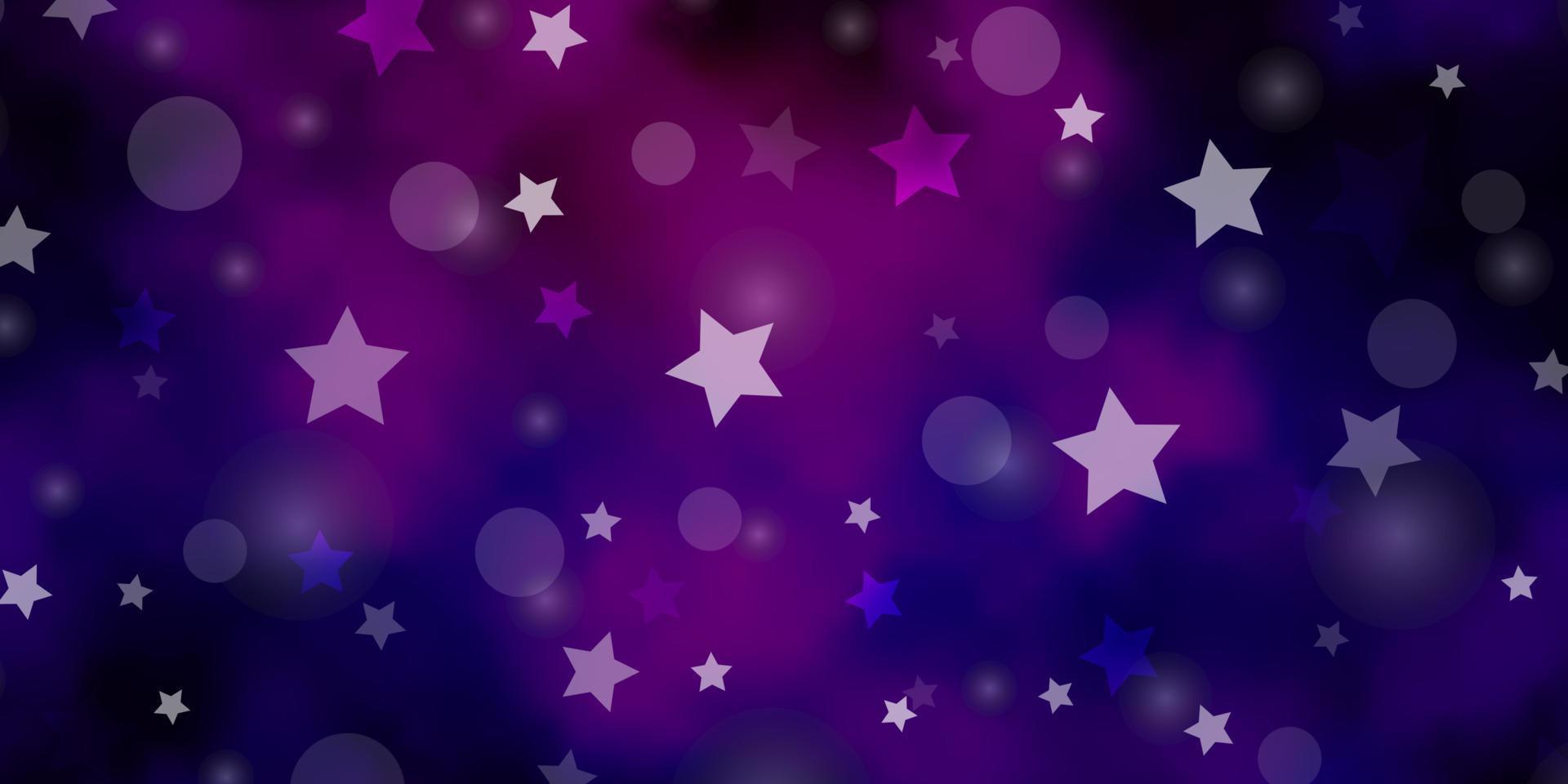 Light Purple vector background with circles, stars.