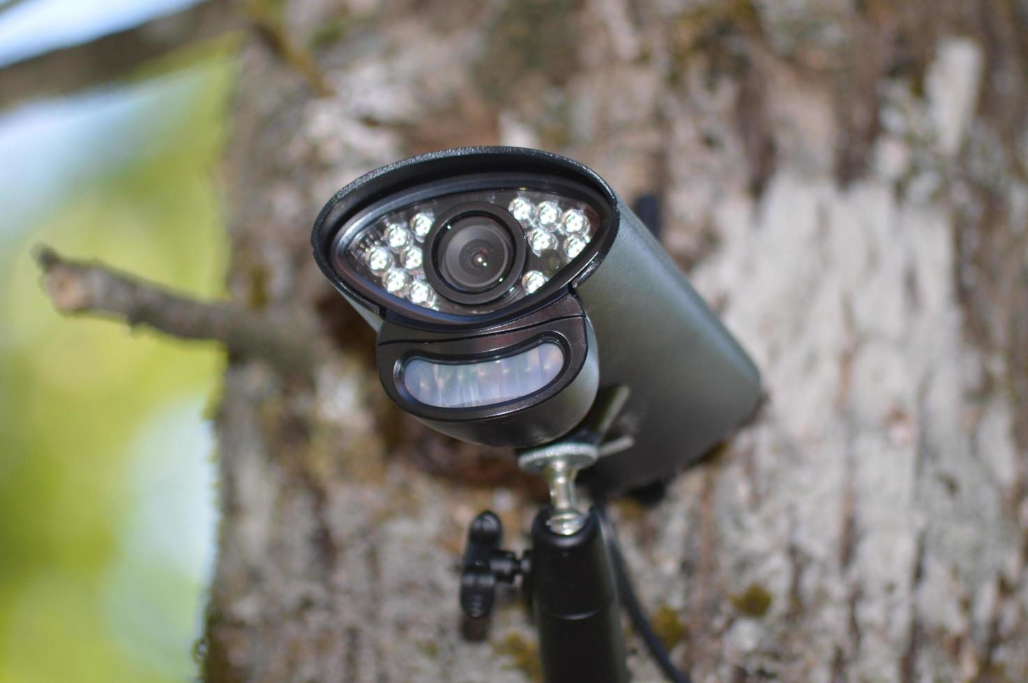 Closeup on a video surveillance camera photo