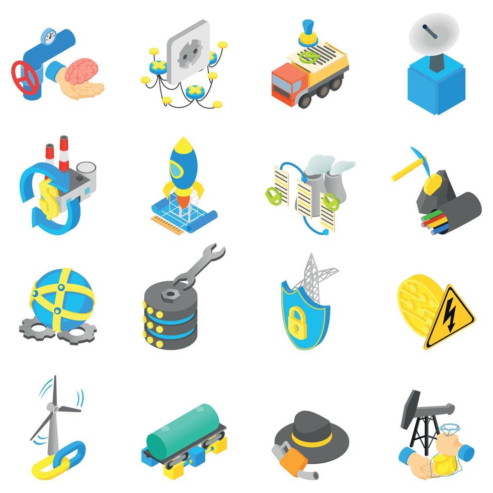 Digital petroleum icons set, isometric style vector