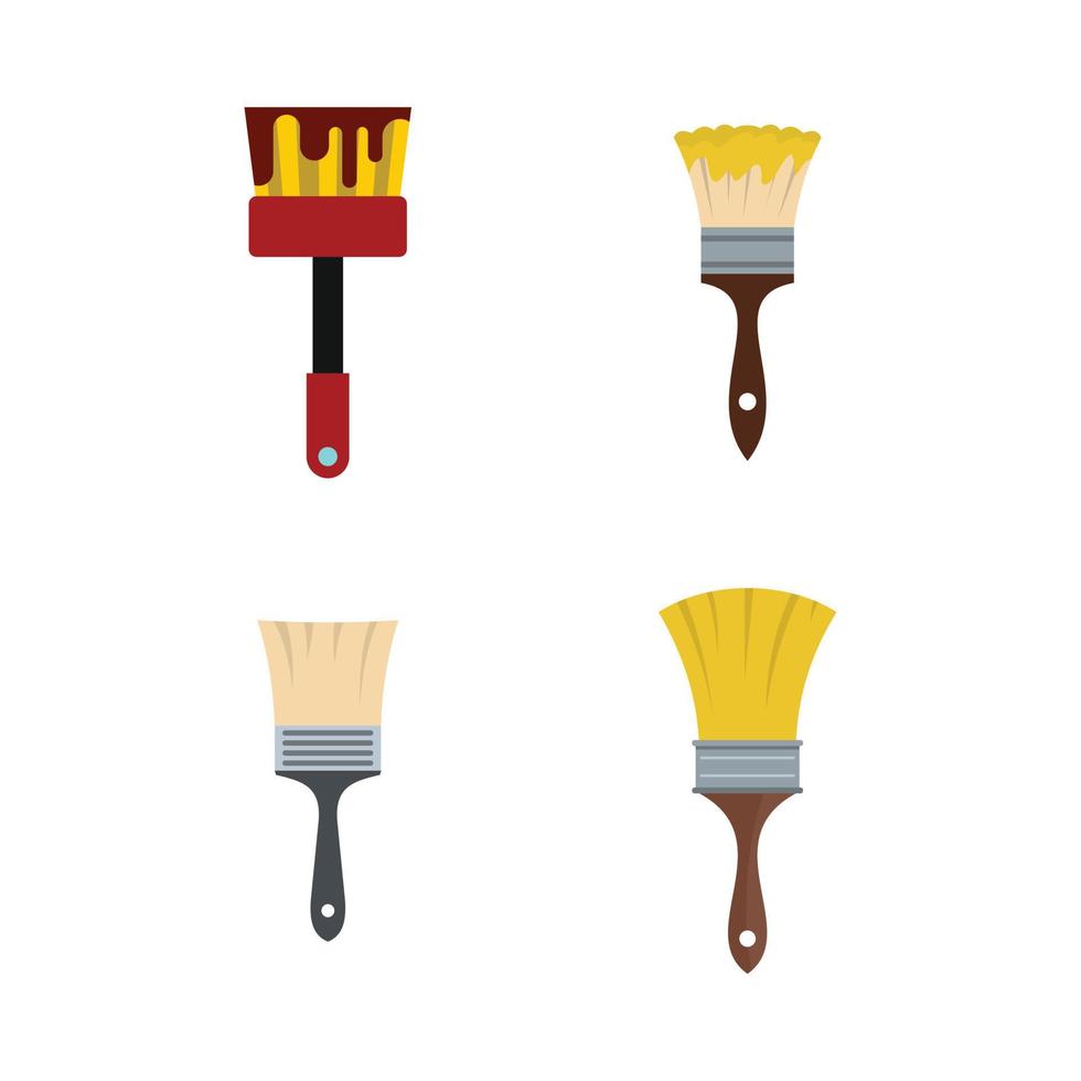 Brush icon set, flat style vector
