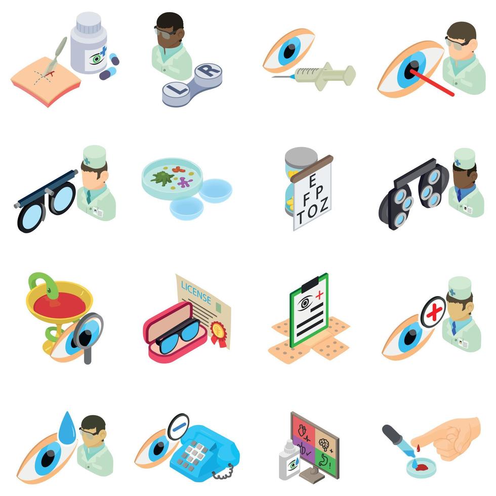 Therapeutic icons set, isometric style vector