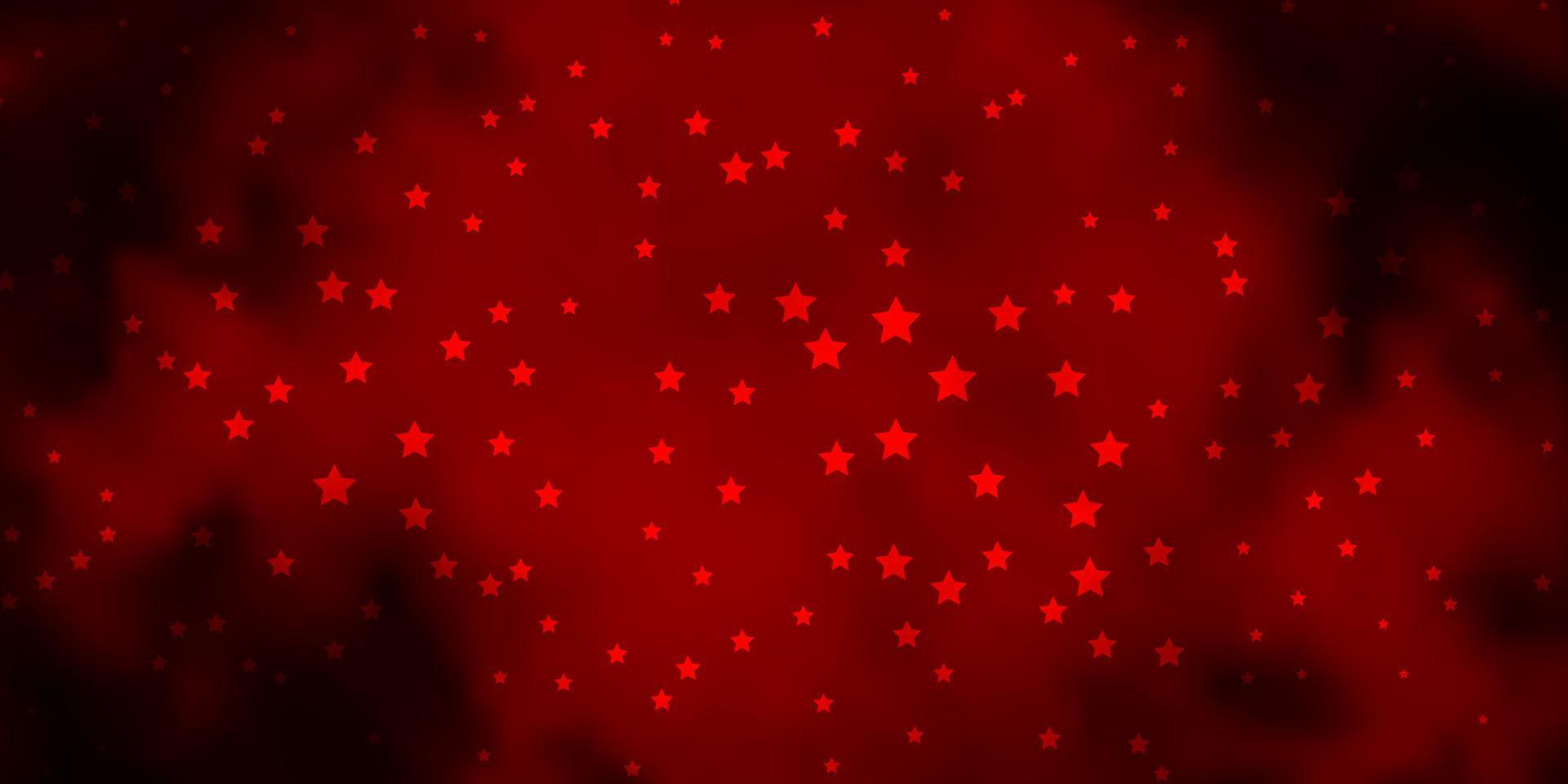Dark Red vector template with neon stars.