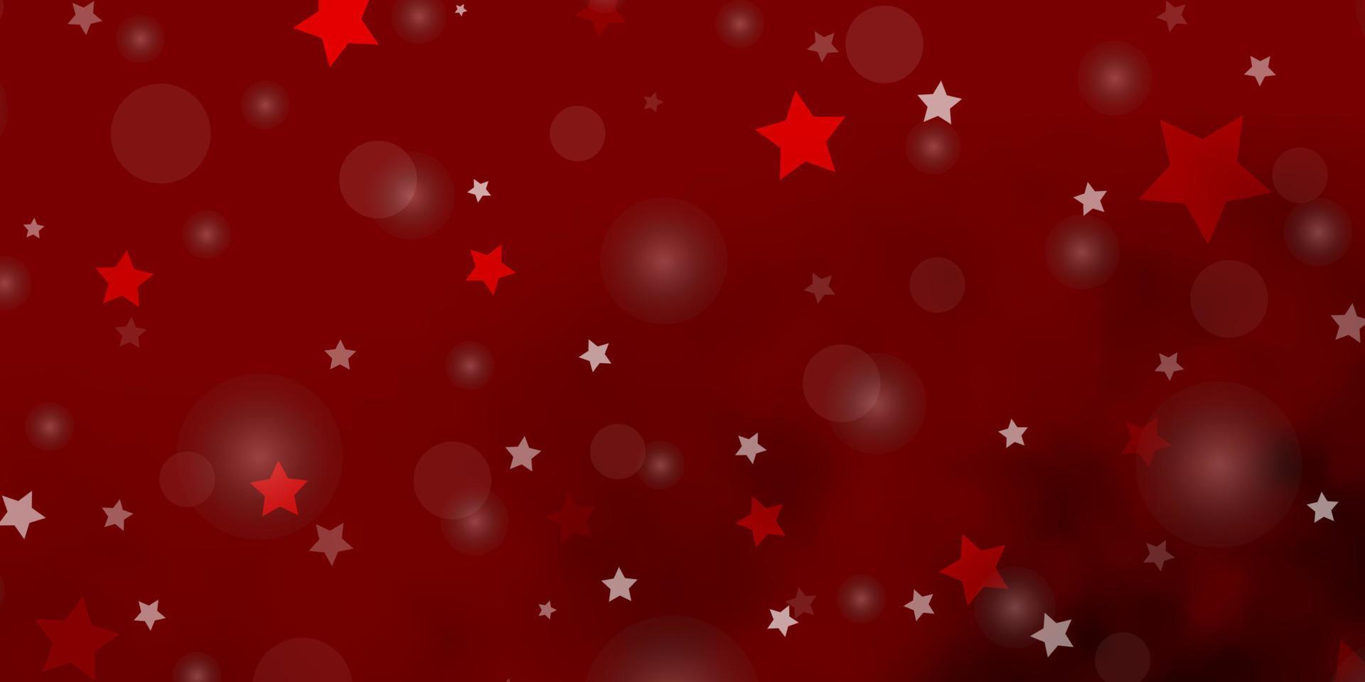 plantilla de vector rojo claro con círculos, estrellas.