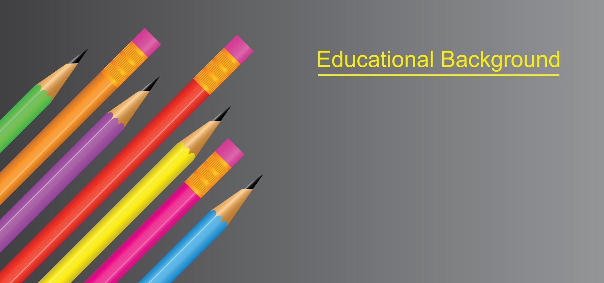 Educational background design with 3d pencil art vector