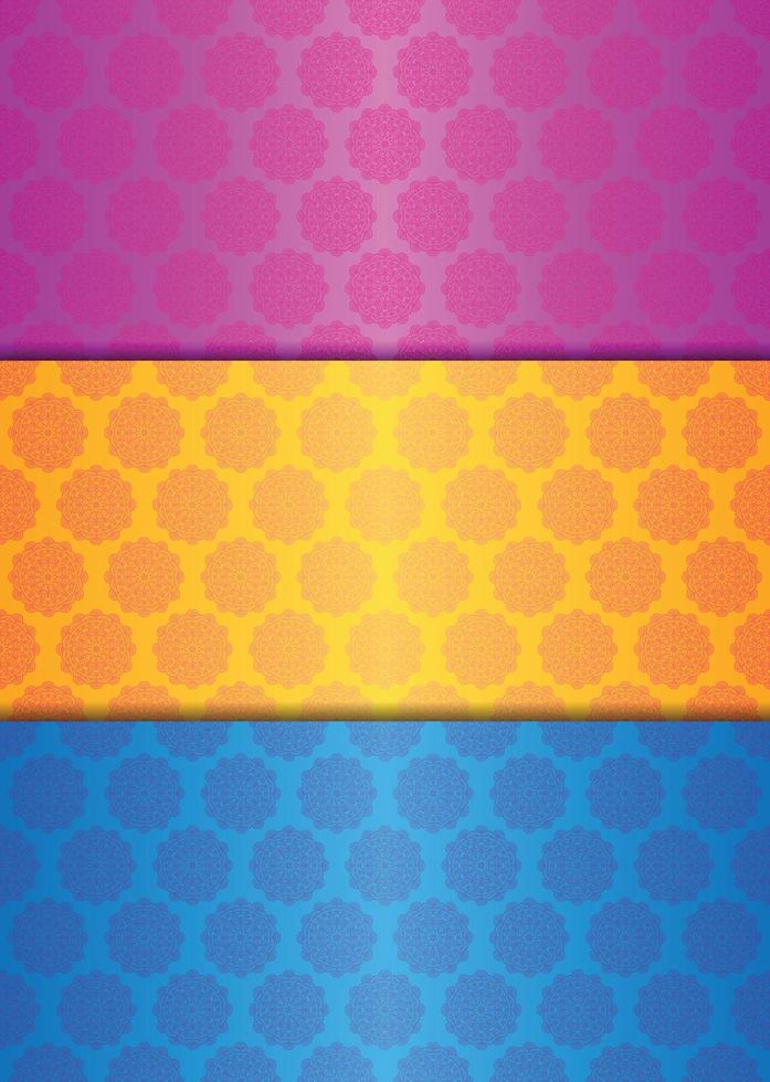 Arabic mandala pattern background with 3 difference gradient color vector