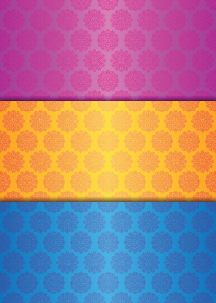 Arabic mandala pattern background with 3 difference gradient color vector