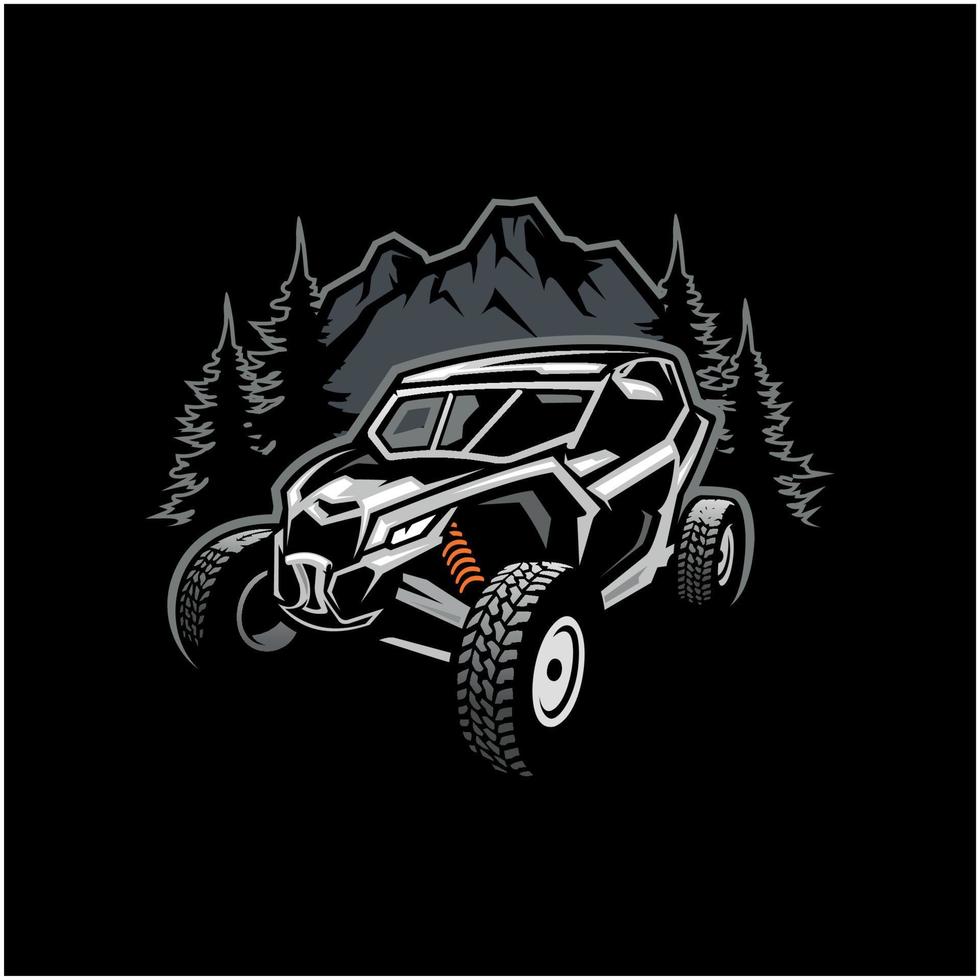 UTV buggy vehicle illustration logo vector in black background