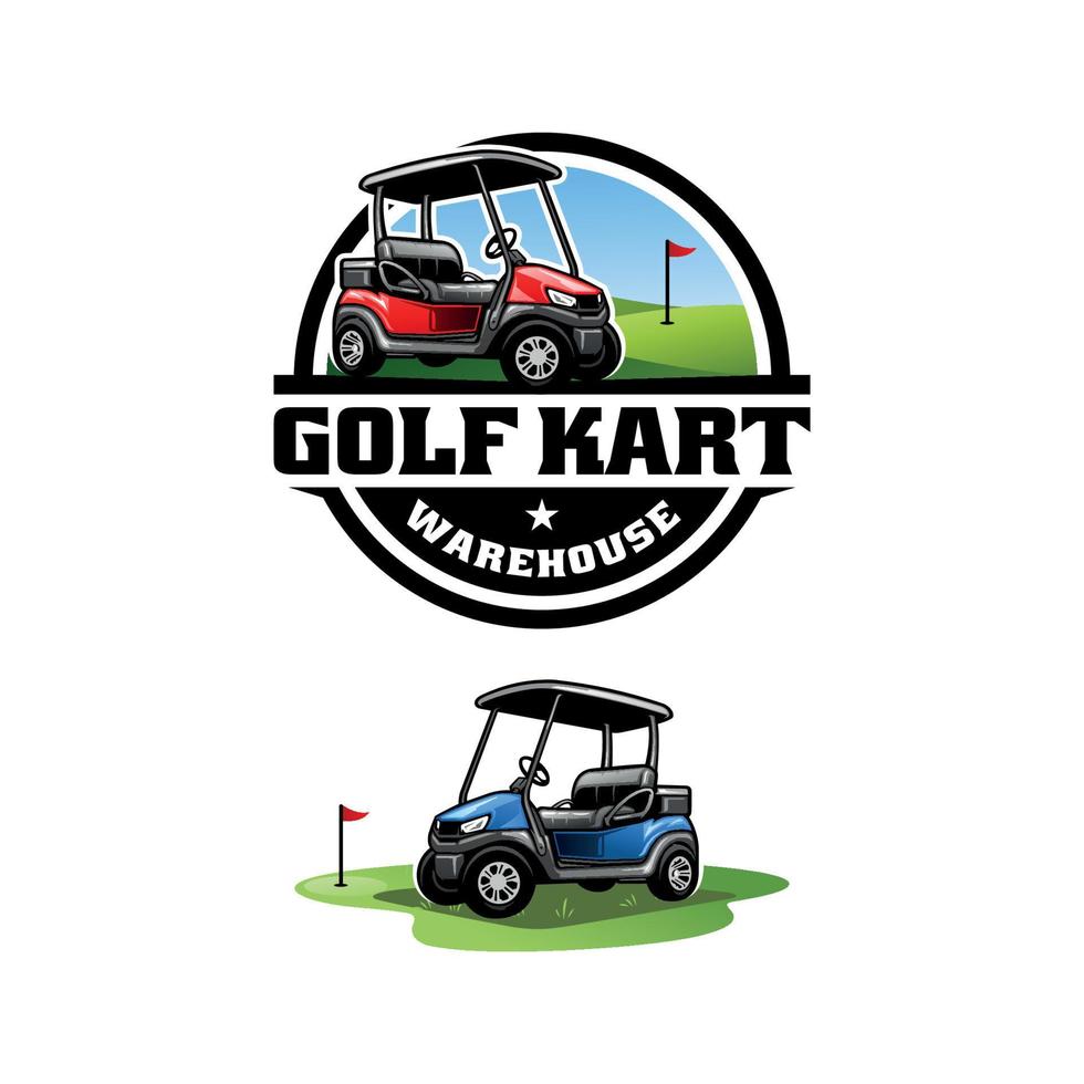 set of buggy - golf cart illustration logo vector