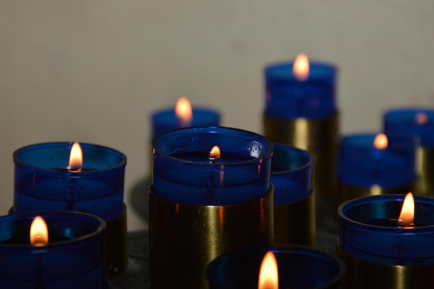 Closeup on Blue Candels photo
