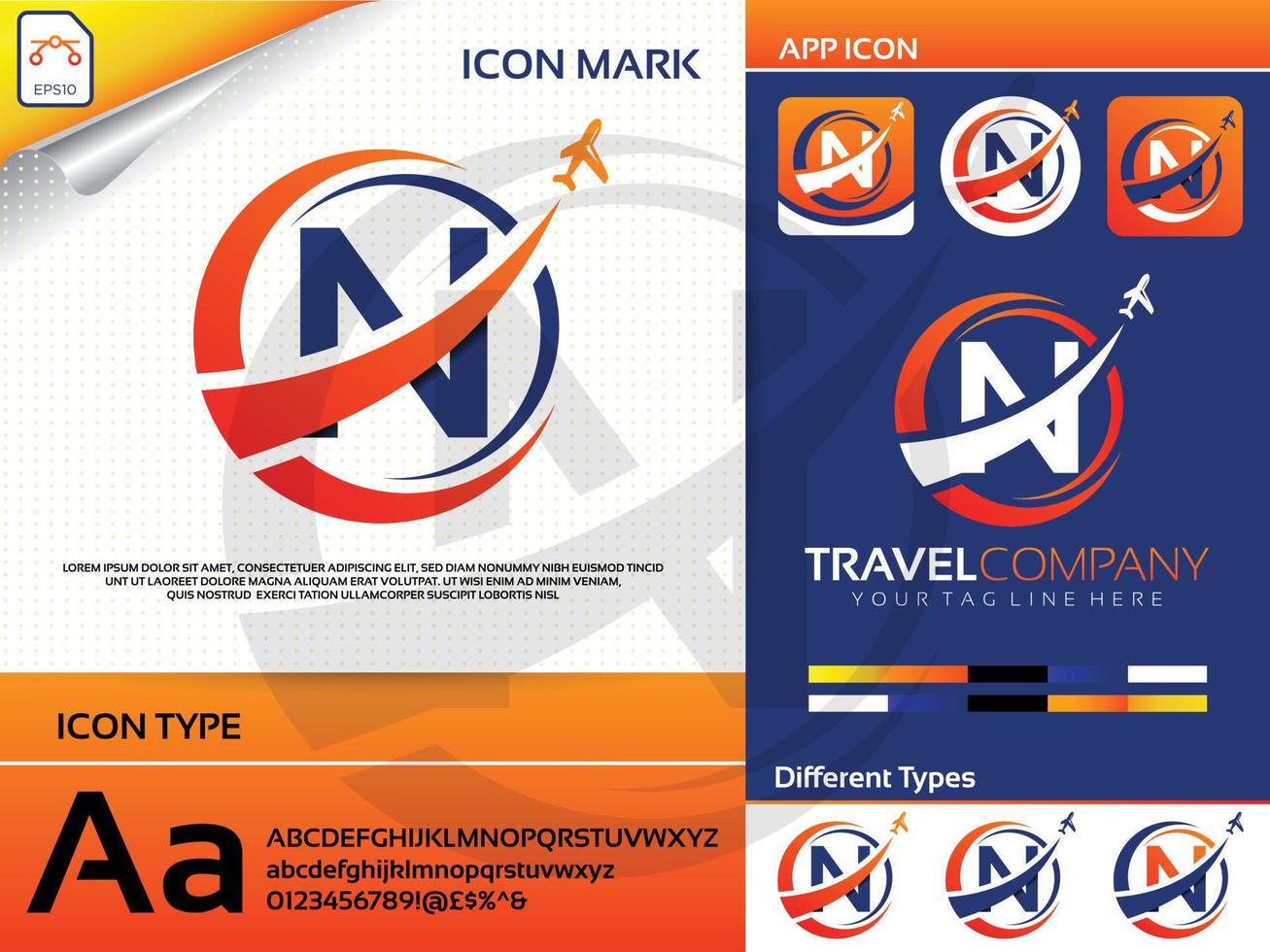 Letter n travel logo Premium Vector