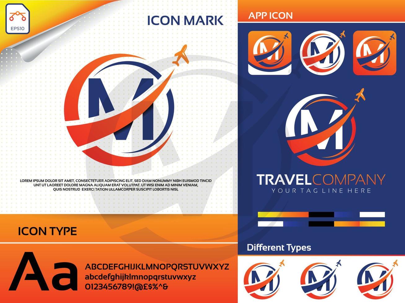 Letter m travel logo Premium Vector