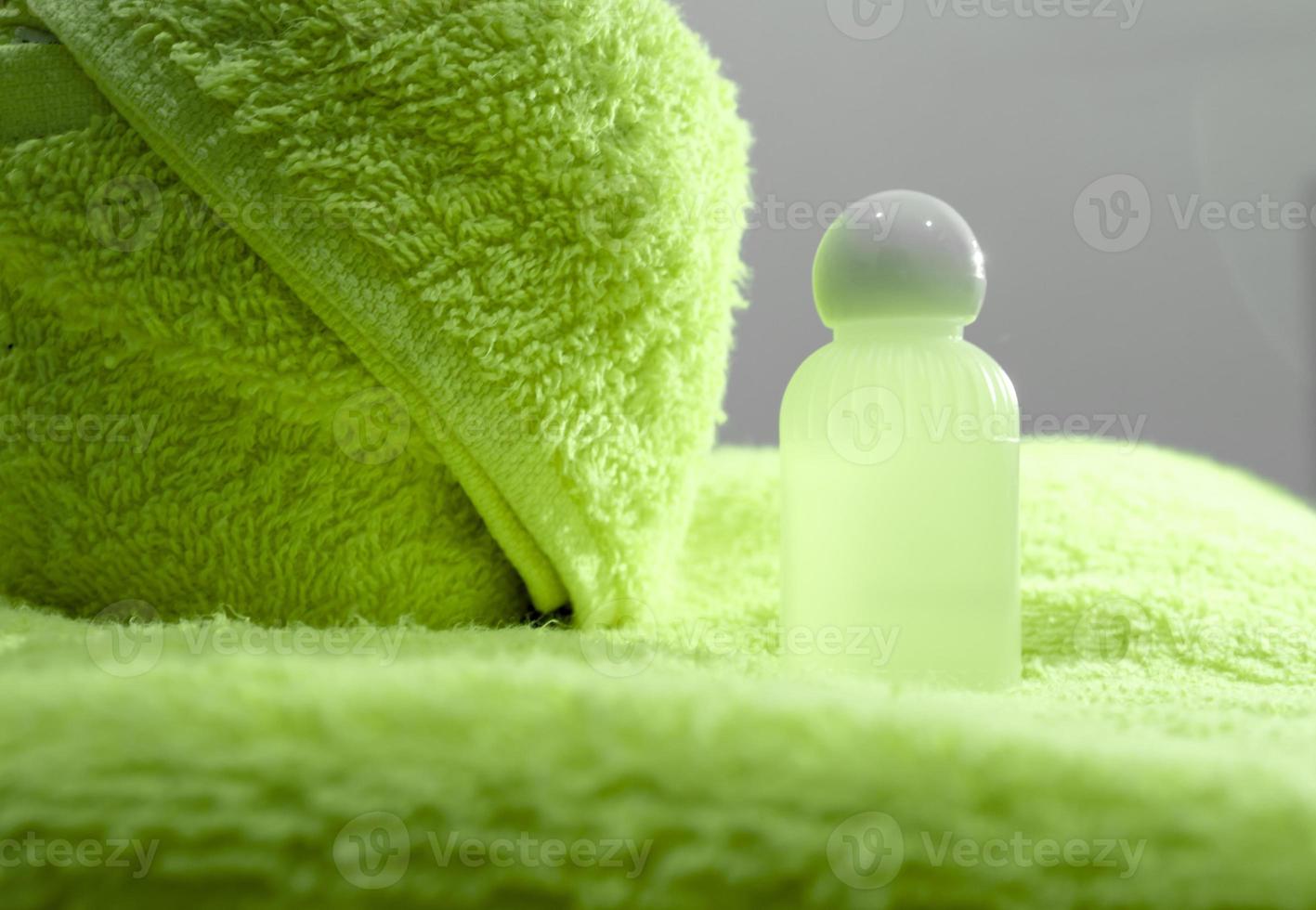 Texture surface of rolled and folded bath towel photo