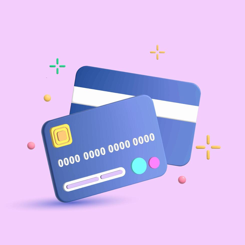 3D finance concept with credit card vector icon set