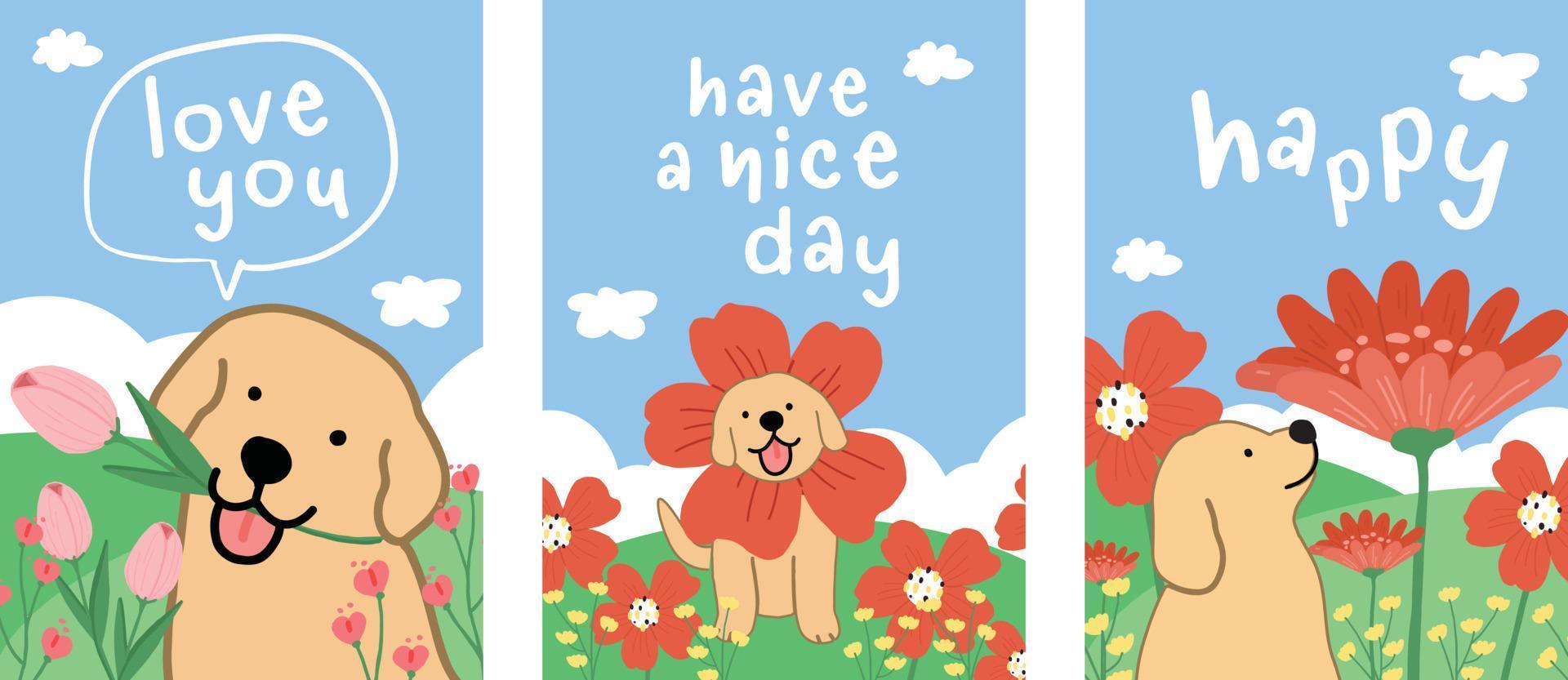 cute labrador retrievers greeting card template collection vector design
