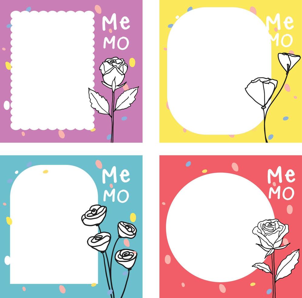 cute flowers scrapbook and note paper template vector desig