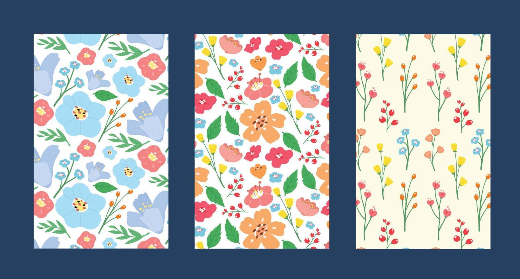 Cute flowers seamless pattern collection vector design