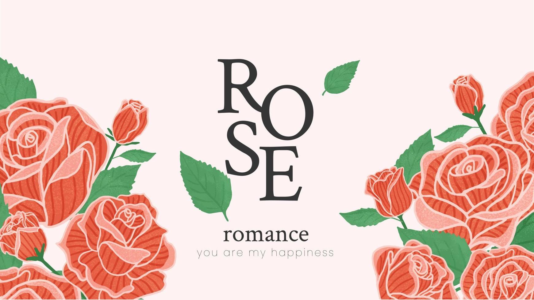 rose flower background template doole vector design