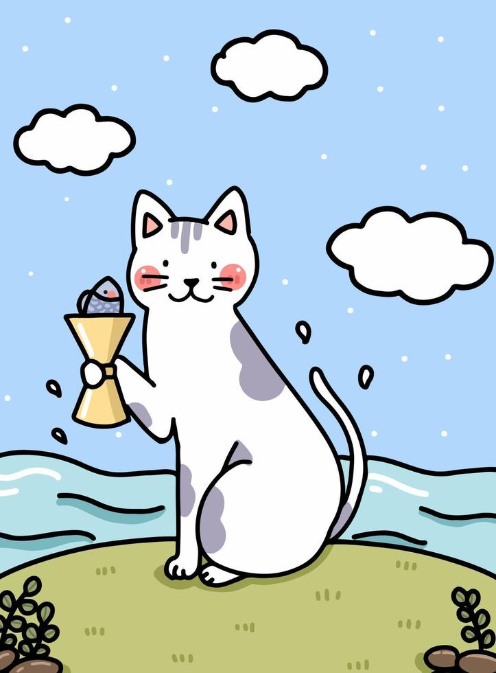 Tarot card concept with cat illustration vector design