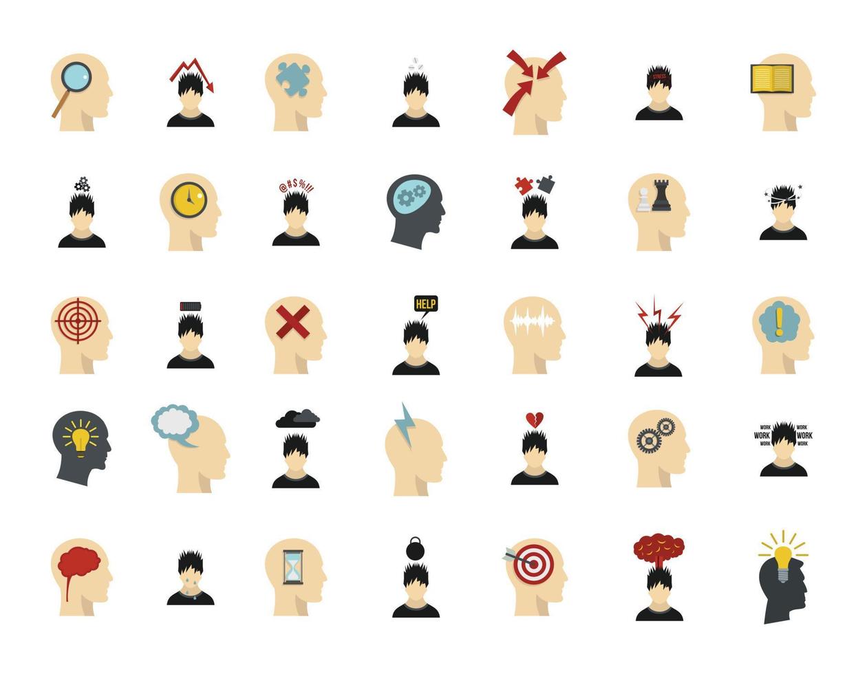 Human idea icon set, flat style vector