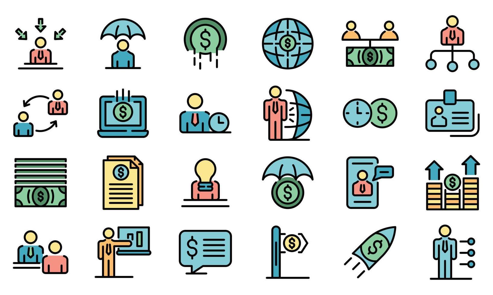 Financial advisor icons vector flat