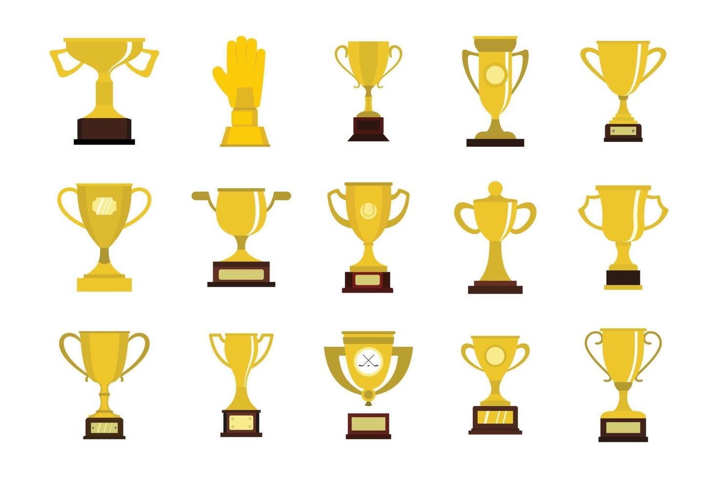 conjunto de iconos de copa de oro, estilo plano vector