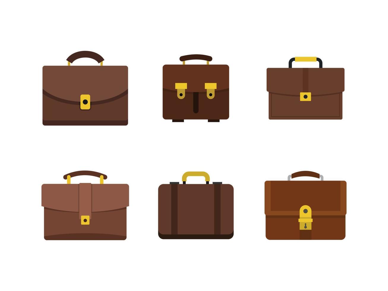 Leather handbag icon set, flat style vector