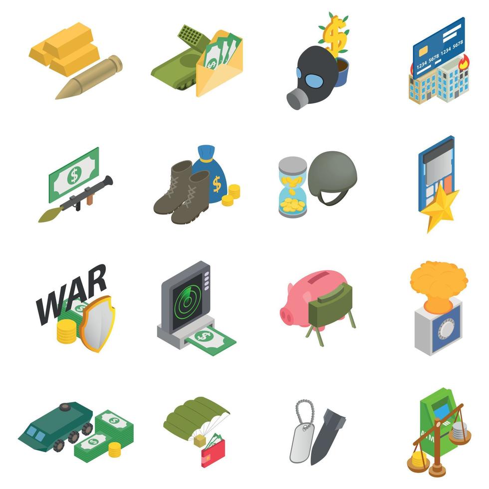 Money war icons set, isometric style vector