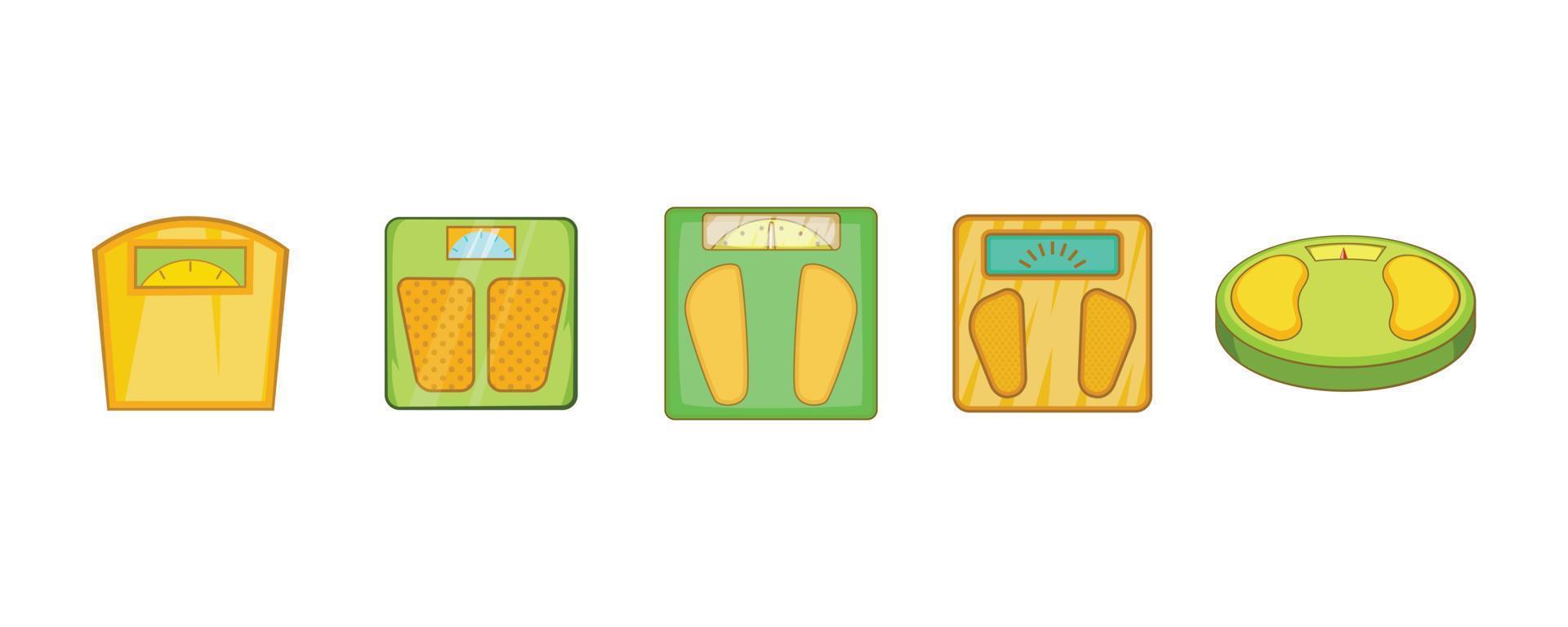 Scales icon set, cartoon style vector