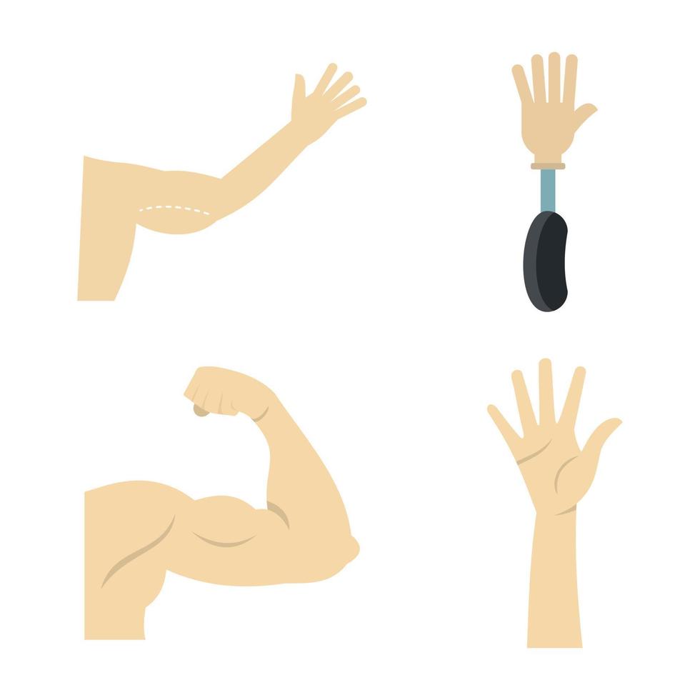 Hand icon set, flat style vector