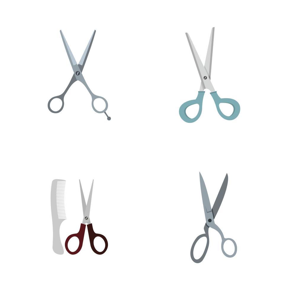 Scissor icon set, flat style vector