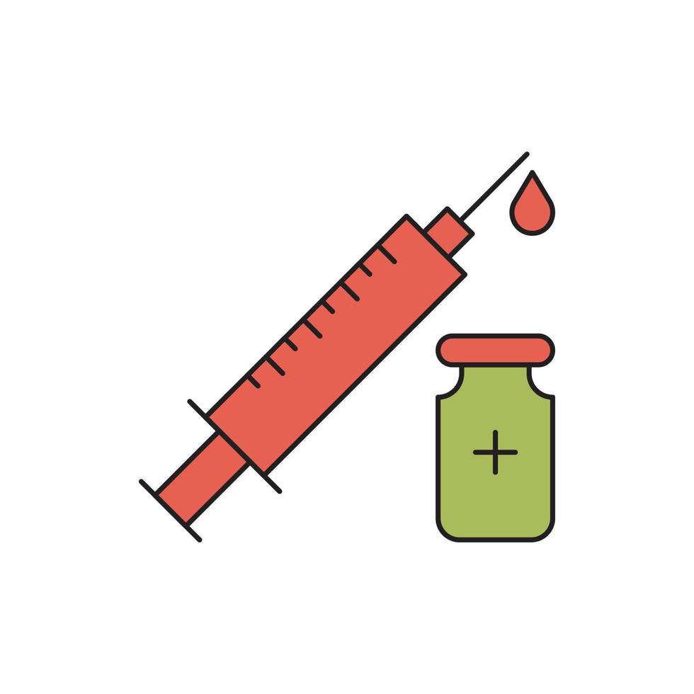 illness medicine and injection icon vector