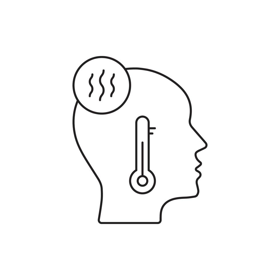 cold illness fever and headache icon vector