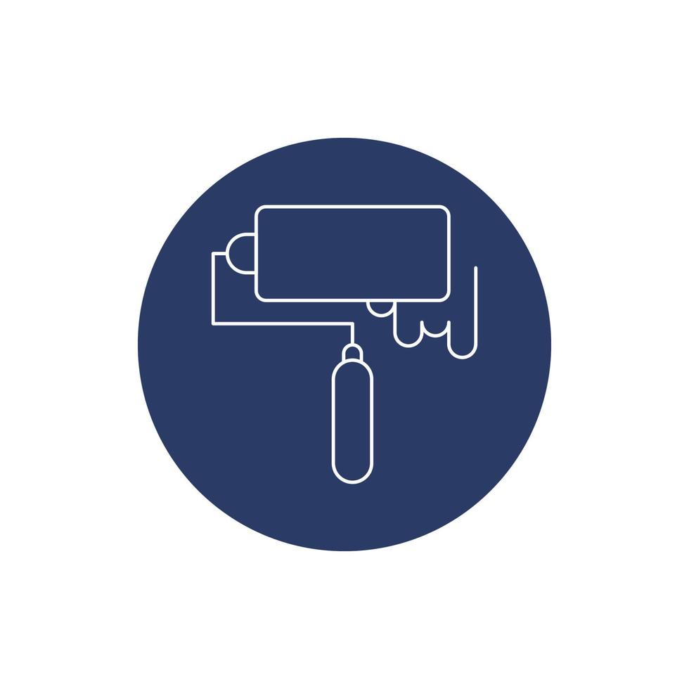 Wall paint roll brush icon vector