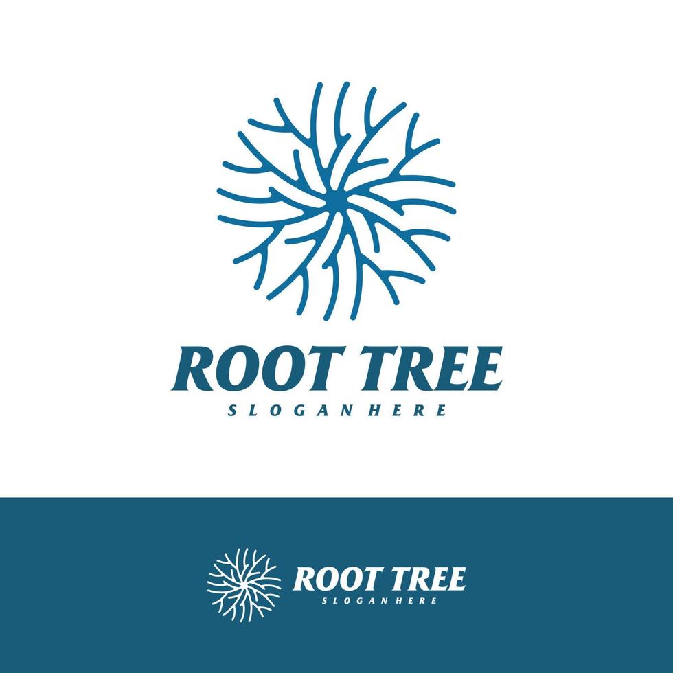 plantilla de vector de diseño de logotipo de raíz de árbol, ilustración de conceptos de logotipo de árbol.