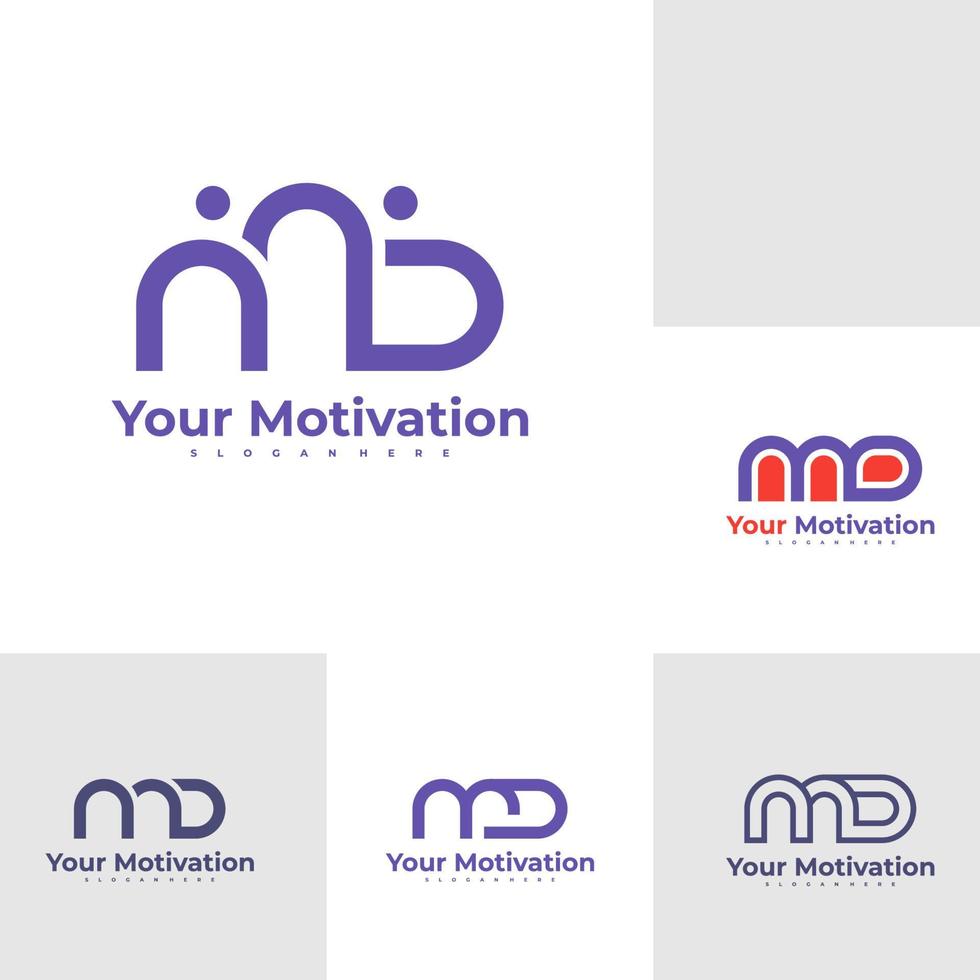 Set of Letter M D logo design vector template, Initial MD logo concepts illustration.