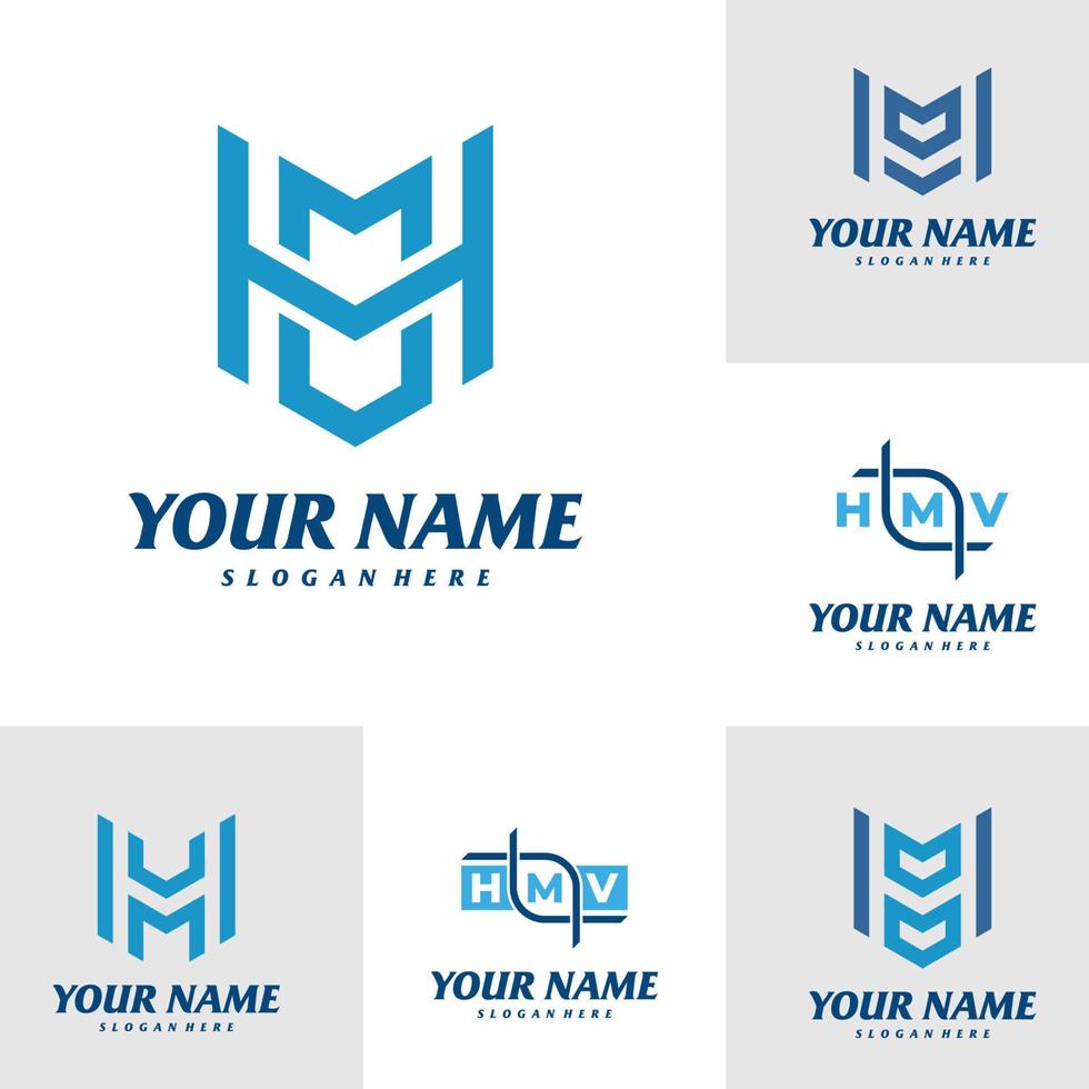 Set of Letter HMV Logo Design Template. Initial HMV logo concept vector. Emblem, Creative Symbol, Icon vector