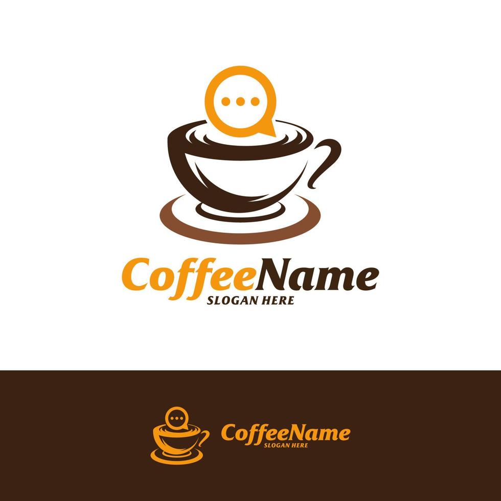 Chat Coffee Logo Design Template. Consult Coffee logo concept vector. Creative Icon Symbol vector