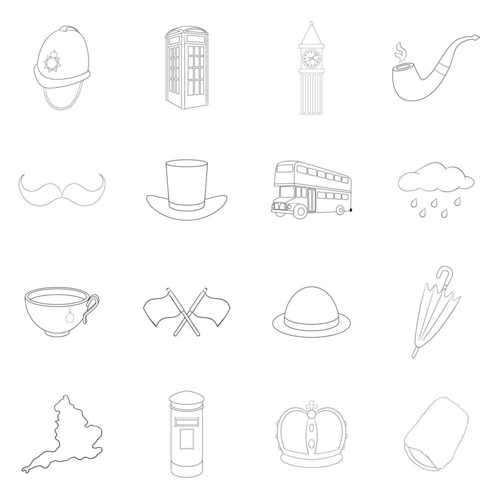 United kingdom travel icon set outline vector