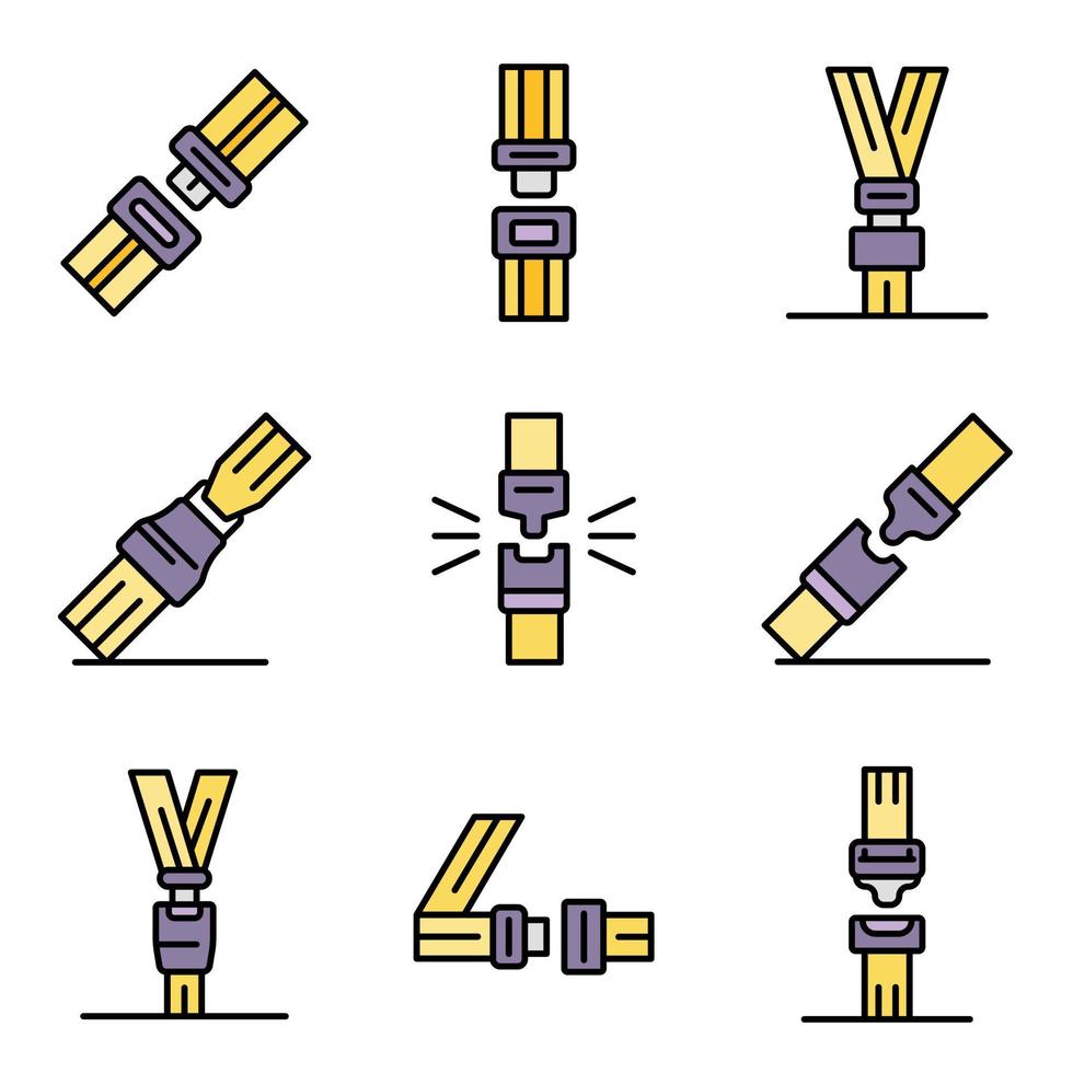 Seatbelt icons set vector flat