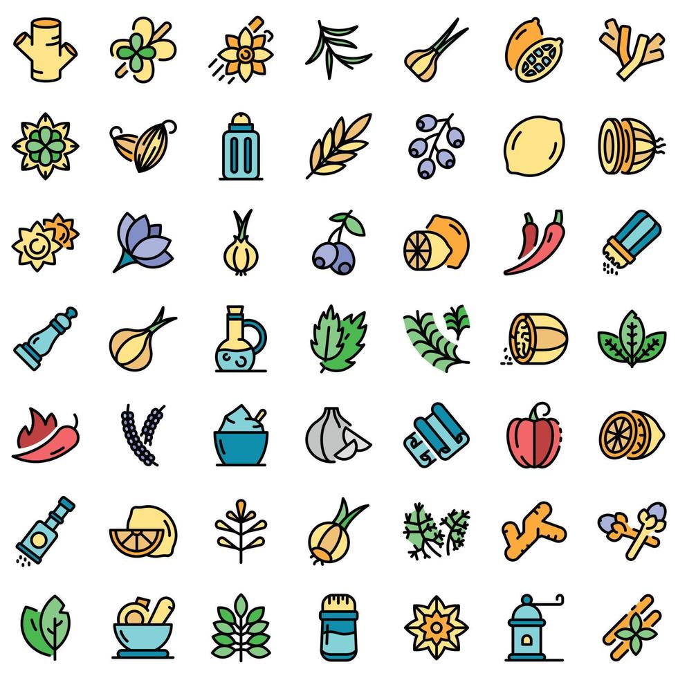 Condiment icons set vector flat