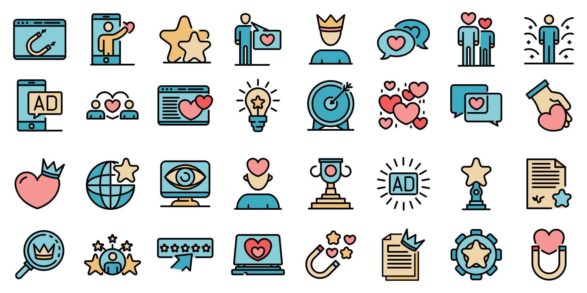 Engaging content icons vector flat